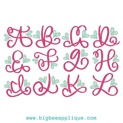 Heart Monogram font set